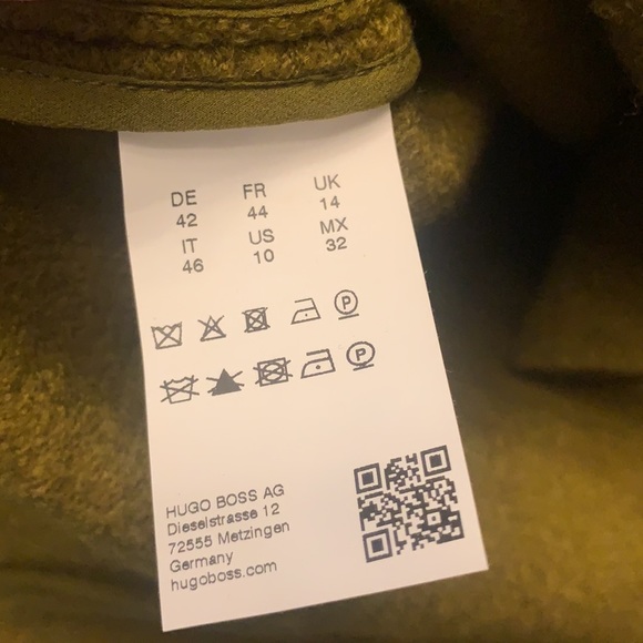 HUGO BOSS Runway wool boucle military green asymmetrical dress - size US 10 - Picture 9 of 13